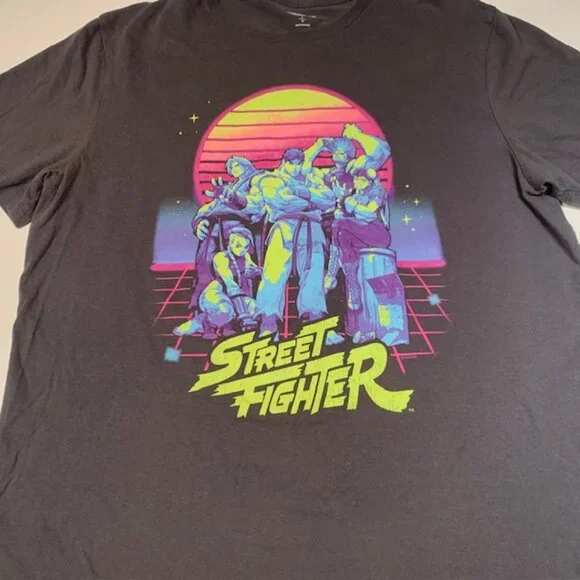 Street Fighter Graphic Tee | Retro Neon Arcade Shirt | Old Navy | Size L - Picture 3 of 8